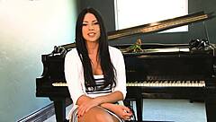 Super sexy brunette slammed hard on stairs passionately