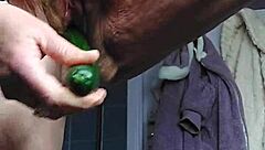Granny Fucks Hairy Beaver With Cucumber Passionately