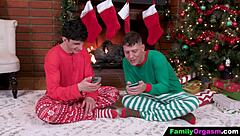 best friend girls wildly share cocks on christmas!