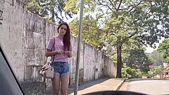 strange guy strokes off wildly in public outdoors