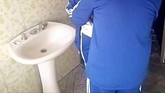 Petite Latina Bent Over Bathroom Creampie