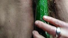 Granny Fucks Hairy Beaver With Cucumber Passionately