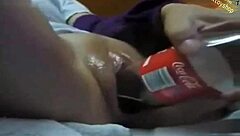 hot teen masturbates intensely with cola bottle homemade closeup