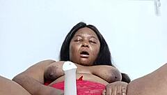 Fat Ass Ebony Milf Mara Exotic Teases Masturbates Red Lingerie