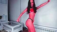 horny stewardess squirts with dildo in lingerie