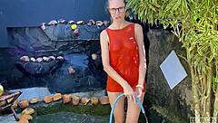 Dry vs wet hardcore fucking petite redhead Elena Ross facial cumshot