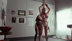 Bound Rebel Rhyder sucks cock eats ass in kinky BDSM threesome