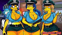 simpsons busty police officers fucked hard by three guys