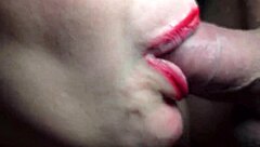 close up red lips suck cock till you cum 😍 sloppy asmr blowjob
