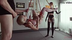 Bound Rebel Rhyder sucks cock eats ass in kinky BDSM threesome