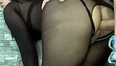 petite friend dominated in pantyhose heels boots cock trampling for creampie reward