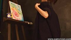 oh damn, watch this redhead babe rip clothes and paint her perfect shaved pussy!