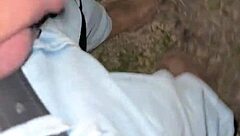 couple flashes huge cock wet pussy by campfire