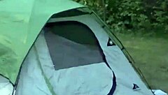 couple flashes huge cock wet pussy by campfire