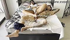 i lay on bed in lingerie teasing mma fighter allan guerra gomes with feet playfully