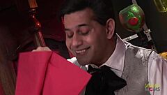 two blonde milfs share brunette's ass with big cocks