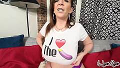 Milf Sara Jay pounds juicy mature pussy solo