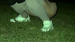 couple flashes huge cock wet pussy by campfire