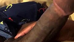 early morning wood stroked by eager big cock lover