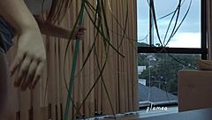 Curvy latina big ass sways seductively making bed