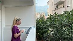 hey watch this blonde flash big ass pussy balcony