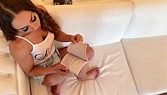 petite milf flashes tight pussy ass while stroking big cock