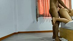 fit gym girl's big ass takes hard doggy creampie