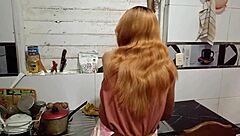 Horny Peruvian Latina Cooks Then Feeds Wet Shaved Pussy to Hungry Man