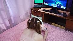 innocent girl fucked during videogame fun