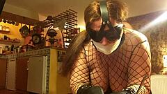 Augusta endures long bondage night as blindfolded submissive slut gets choked