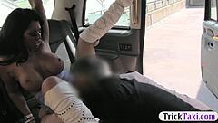 Driver Fucks Giant Boobs Passenger in Wild Public Ride