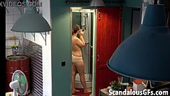 my girlfriend showers nude while doing makeup stunning view