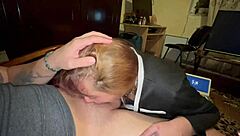 Hungry bitch's sloppy cum blowjob tempts deeply