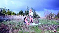 i seduce cute virgin teen to public lesbian play