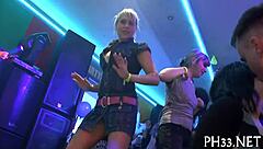 Horny Gals Compete in Cum-Drenched Gangbang Orgy Party