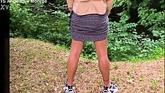 ladydick shemale pees and fucks in park!