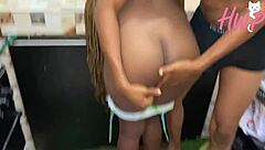 Rich African Wife Fucked by Big Cock House Boy in Kitchen