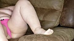 hey she's super horny pregnant redhead craving couch fuck