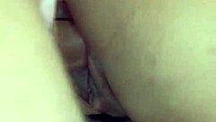 Tattooed skinny guy eats blonde big ass pussy