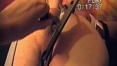 hey bisexual amateur tied up takes anal with scraper handle and vibrating dildo