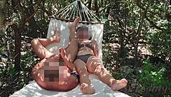 teacher squirts fingering handjob cumshot caught on park hammock?