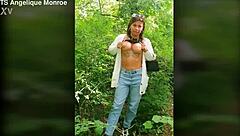 ladydick shemale pees and fucks in park!