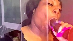 bbw ebony deepthroats black cock swallowing thick cum load