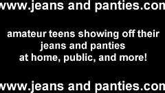 Skinny Wife Struggles Out Of Tight Jeans