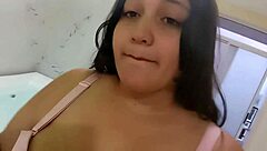 curvy ebony bride worships muscular receptionist's big ass in motel jacuzzi sex