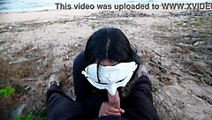 summer beach anal creampie fuck with hot voyeur cumshot