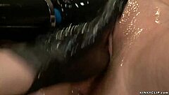 Blonde Hogtied Suspended in BDSM Bondage Fisting and Gagging Torment