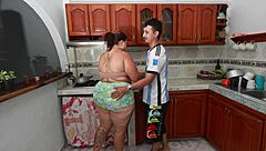 roommate destroys friend's wife tight pussy kitchen doggystyle