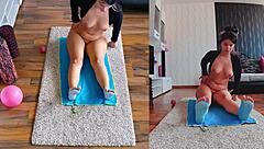 naughty yoga slut spreads fat ass naked dual cam