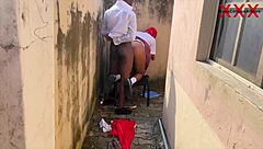 black big cock boyfriend rams petite classmate pussy at principal's window